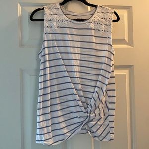 Loft sleeveless tank lace shoulder detail L petite